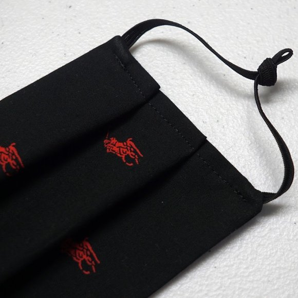Designer Face Mask Black w Red Pony Two Sizes - Picture 1 of 4